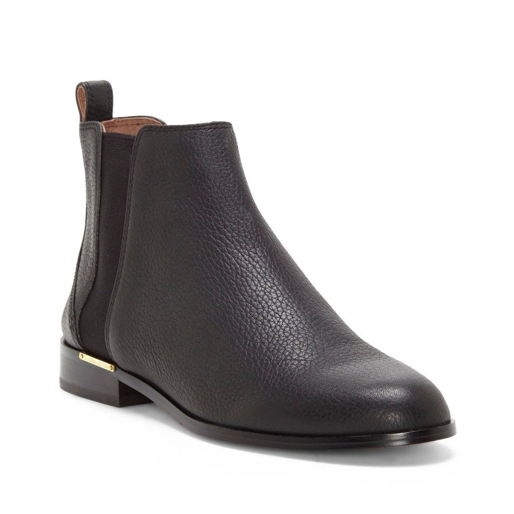 Louise et Cie Black Lo Teshy Chelsea Boot with cute Gold Name Plates 7 1/2 / 38